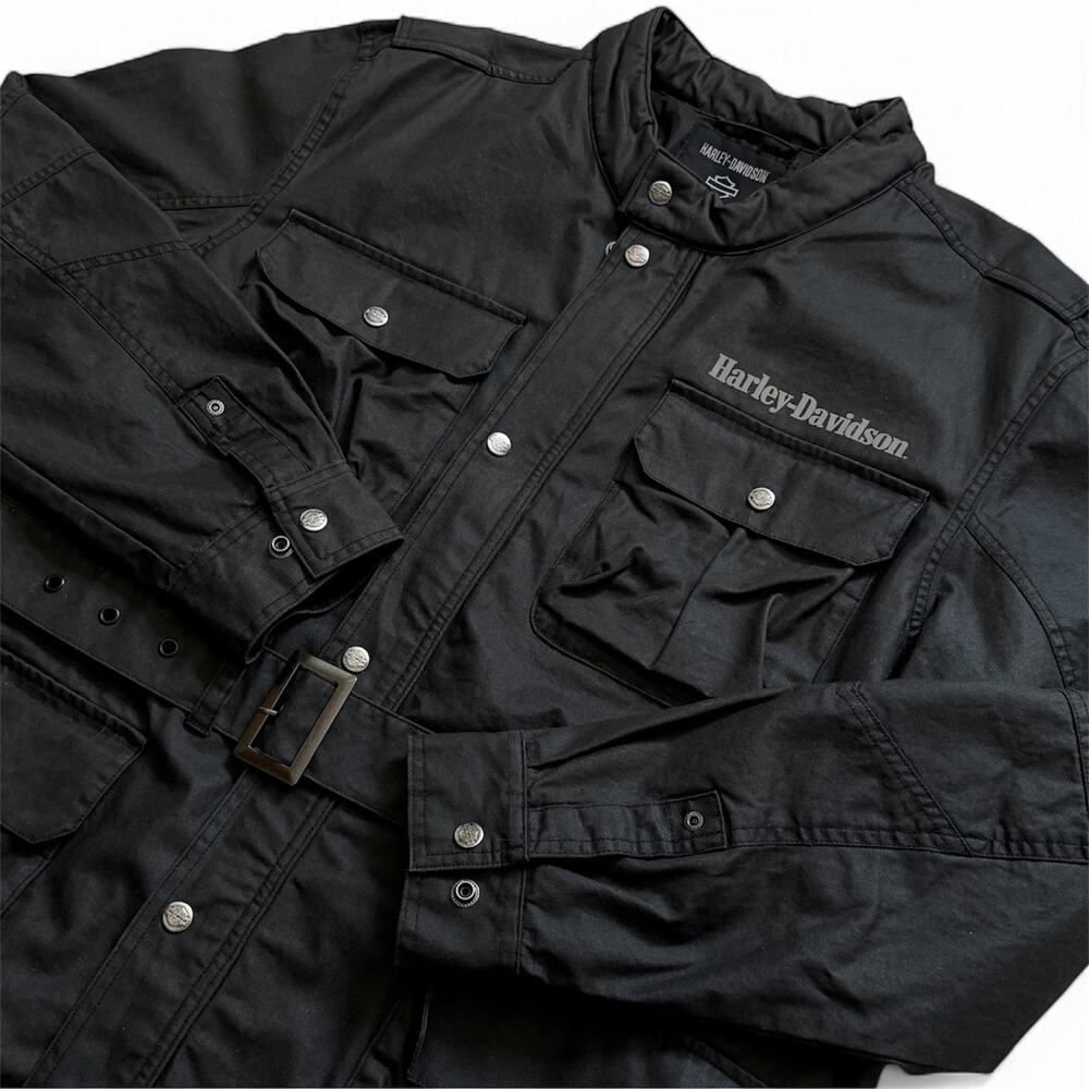 Harley-Davidson #1 Riding Jacket Mens XL Black Cotton Belted Motorcycle - Picture 10 of 12